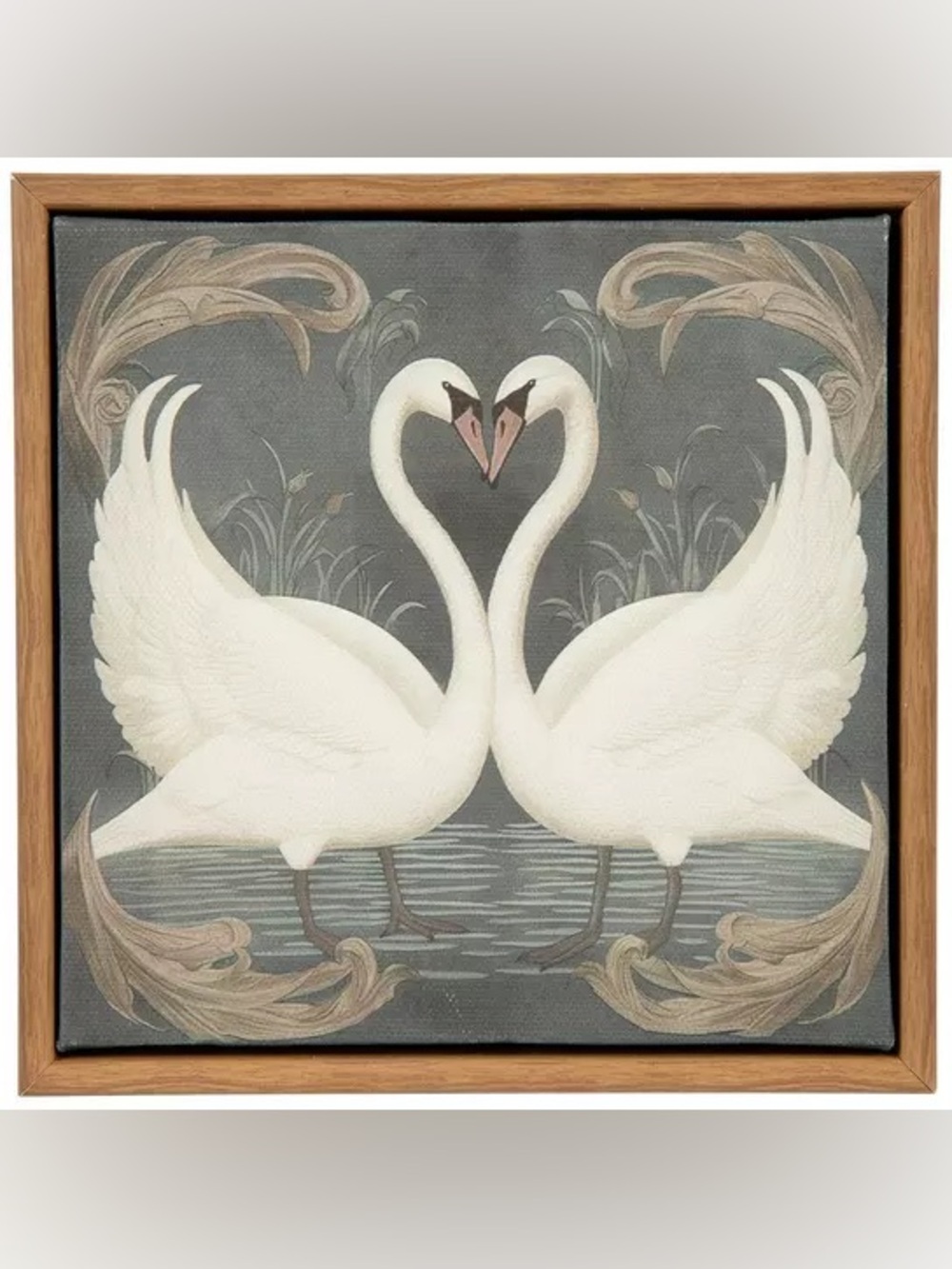 (2) Vintage Swans Canvas Decor